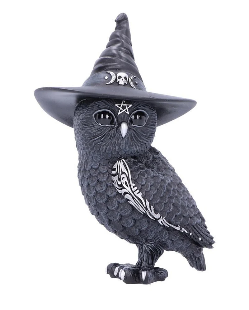 Walpurgisnacht Eule mit Hexenhut 13,5cm