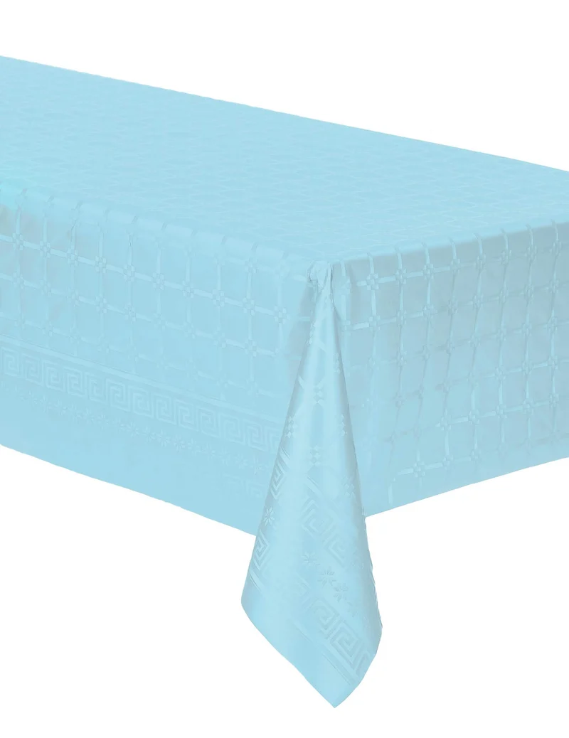 Pastellblaue Damast-Papiertischdecke auf Rolle 1,2 x 6 m