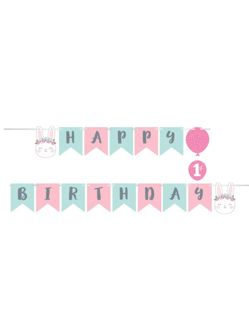 Papiergirlande Happy Birthday kleiner Hase 15,2 x 192 cm 1. Geburtstag