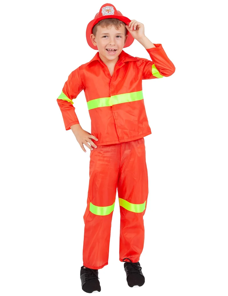 Rotes Feuerwehrmann-Kostüm Basic für Kinder