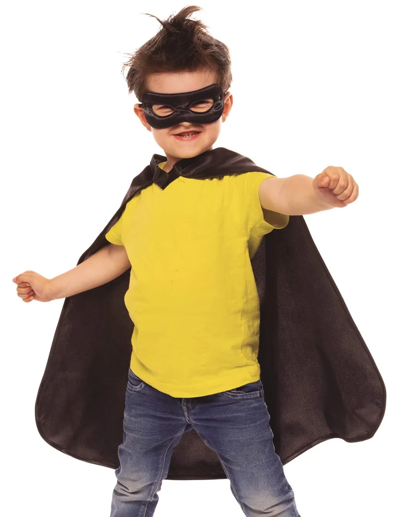 Superhelden Set Umhang Maske für Kinder schwarz