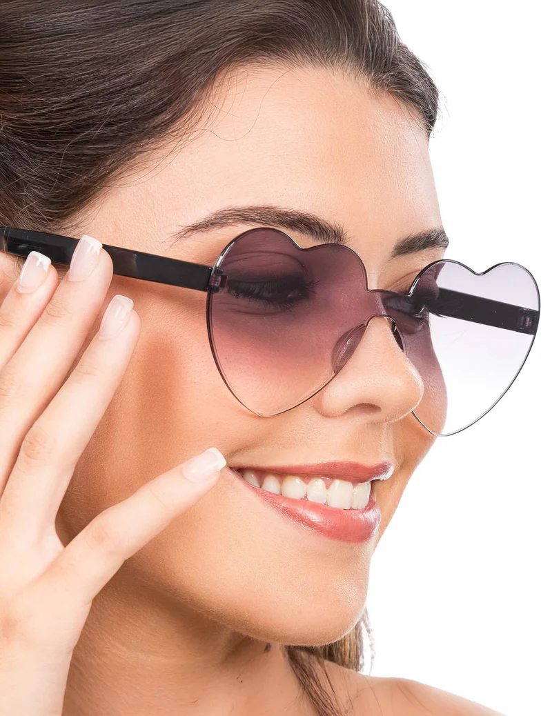 Herzbrille getönte Gläser schwarz für Erwachsene
