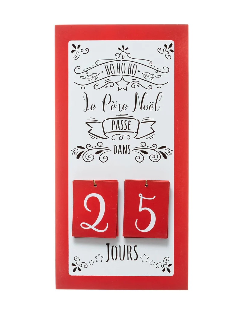 Adventskalender aus Holz mit Zähler 40 x 20 cm
