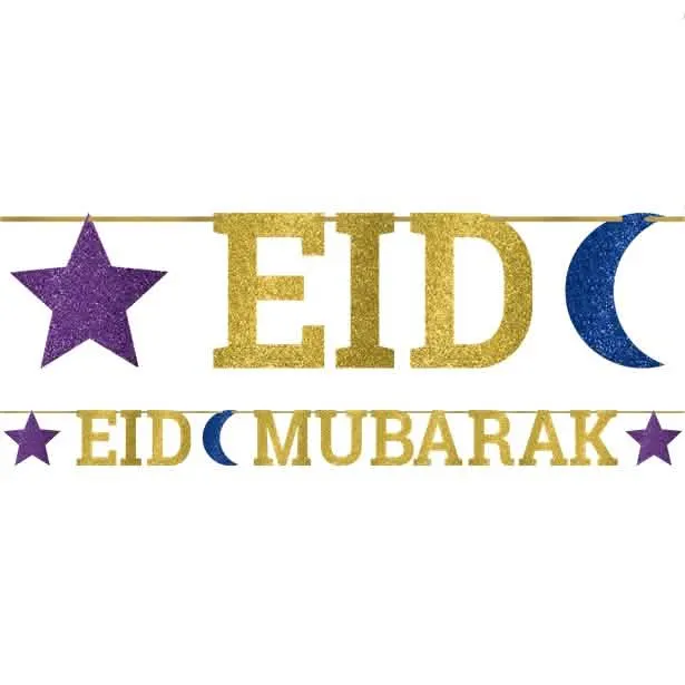 Goldene Eid Mubarak Karton-Buchstabengirlande 3,65 m