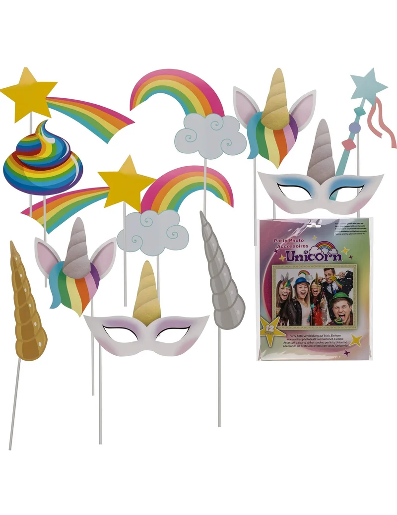 12 teiliges Einhorn Fotobox Set