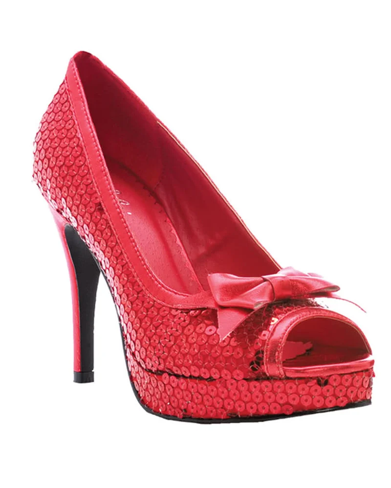 Glitter Pumps mit Schleife rot