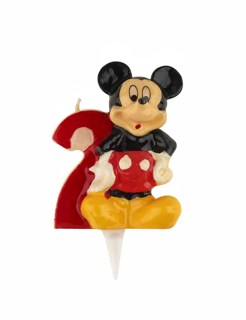 Micky Maus™ Kerze Zahl 2 bunt 6,5cm