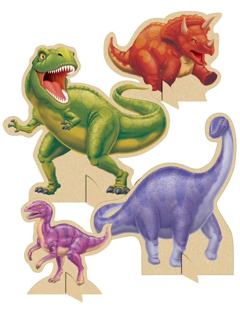 4 Pappfiguren in Dinosaurier-Form