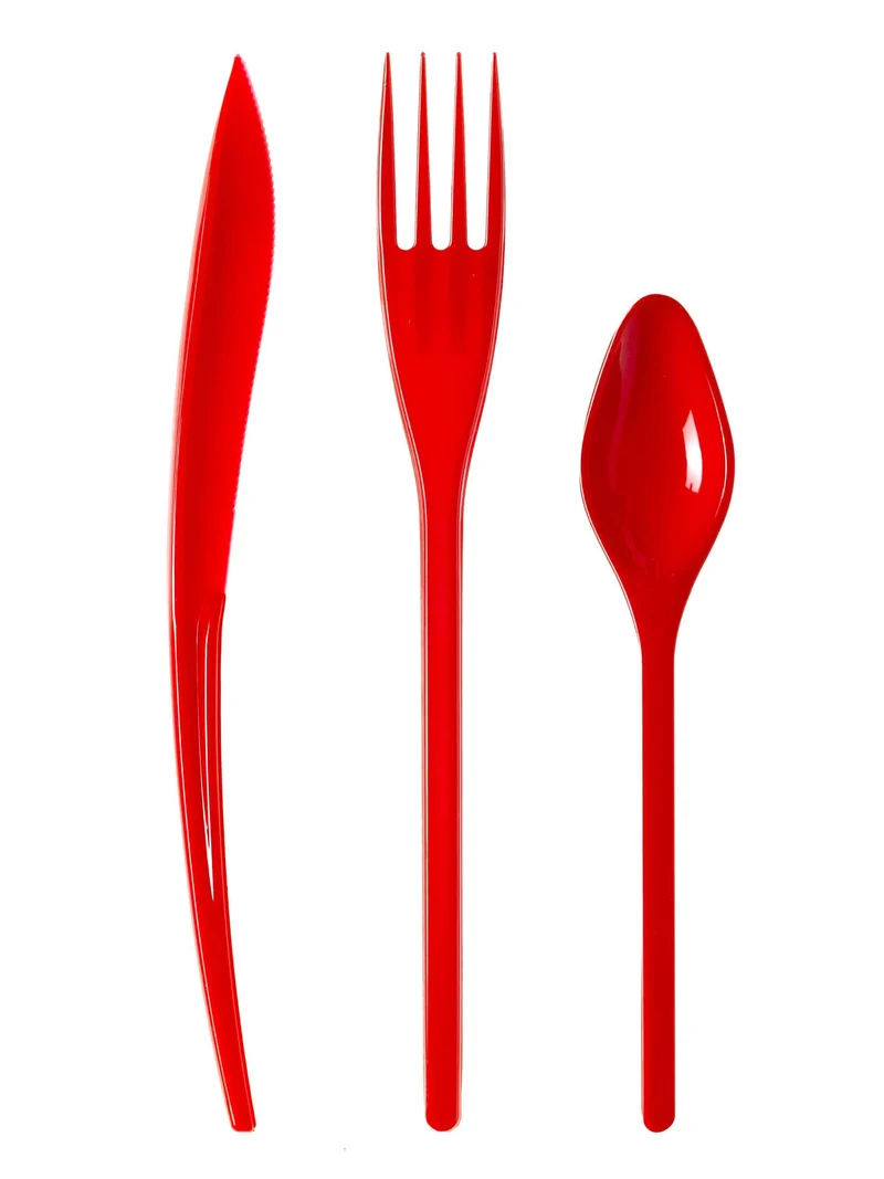 30 rote Plastikbestecke - Premium