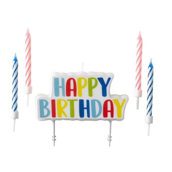 Happy Birthday Kerzen Bunt 6,5cm 4 Stück
