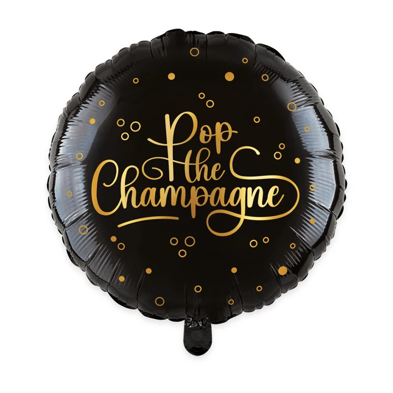 Pop The Champagne Helium Ballon Schwarz Gold 45cm