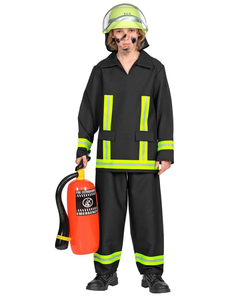 Tapferer Feuerwehrmann Kinderkostüm für Jungen Fasching blau-gelb
