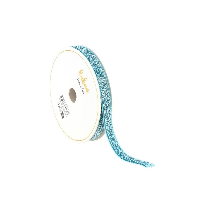 Blaue Schleife Glitzer 10Mm 3m