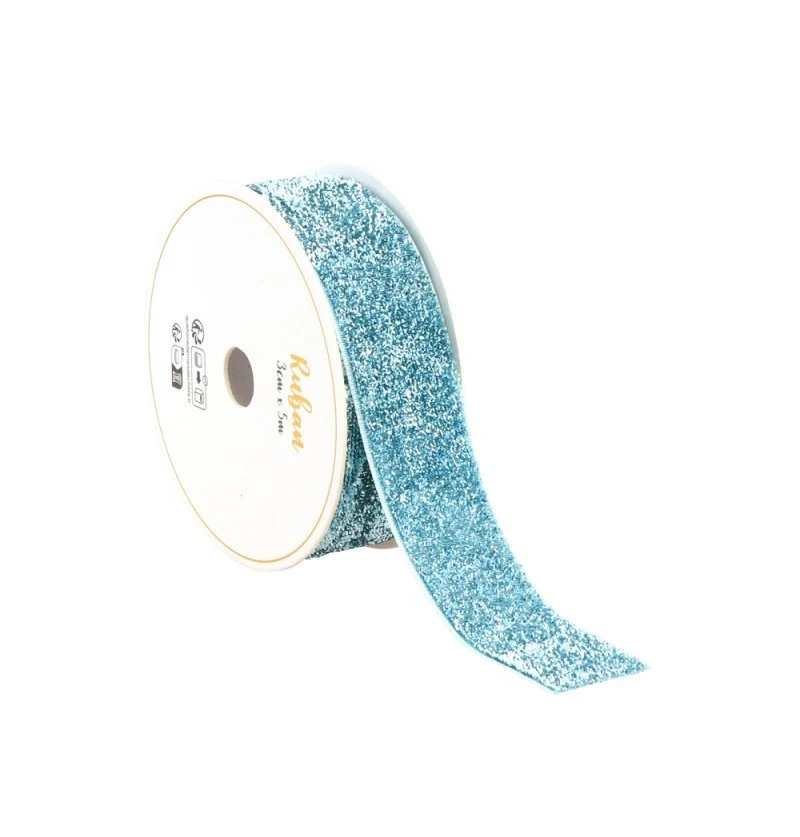 Blaue Schleife Glitzer 25Mm 3m