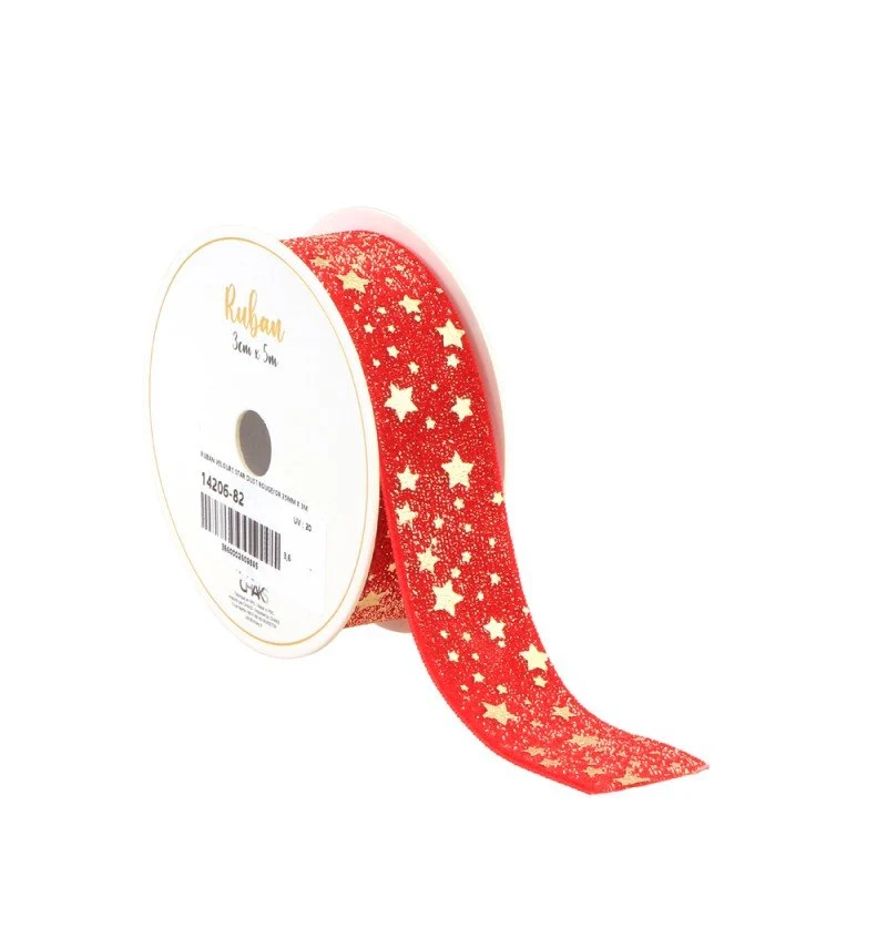 Star Ribbon Rot Gold 25Mm 3m