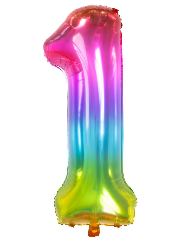 Regenbogen Folienballon Zahl 1