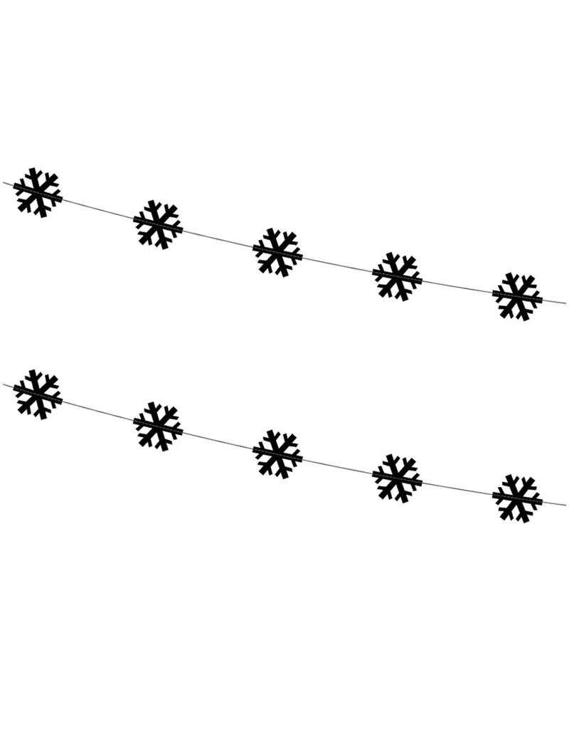 2 schwarze Schneeflockengirlanden 180 cm für Weihnachten