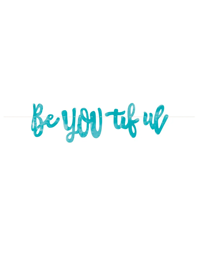 Wimpelkette "be you tiful" aus Karton 213 cm, Make-up Party Deko
