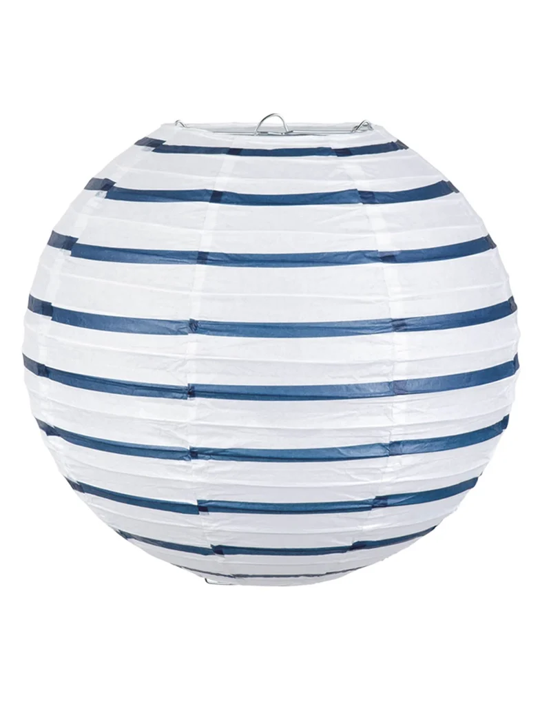 Papier-Laterne Raumdekoration Marine blau-weiss 25cm