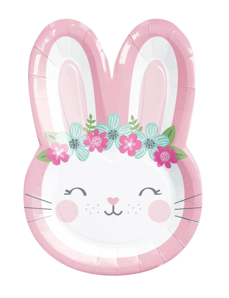 8 Assiettes en carton Petit Lapin rose 22,2 cm