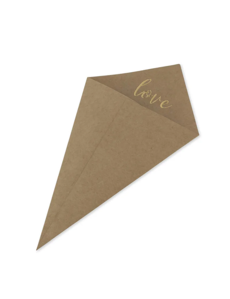 10 Kraft-Tüten mit geprägter Goldprägung „Love“ 20 x 11 cm für Hochzeit