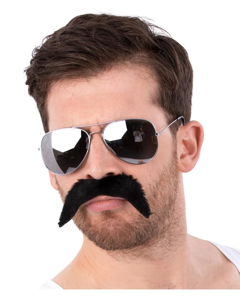 Ikonische 80er Jahre Pilotenbrille & Bart
