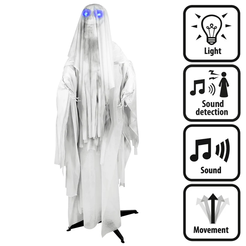 Halloween Spook Decoratie 170 cm – jammerend spook met licht, geluid & beweging