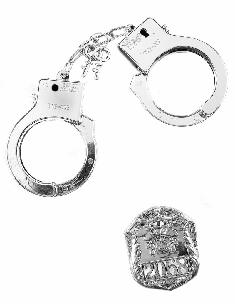 Polizei-Set mit Handschellen und Abzeichen für Erwachsene und Kinder