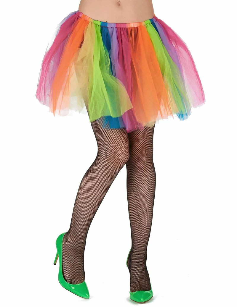 Bunter Tüllrock für Damen Regenbogenfarben