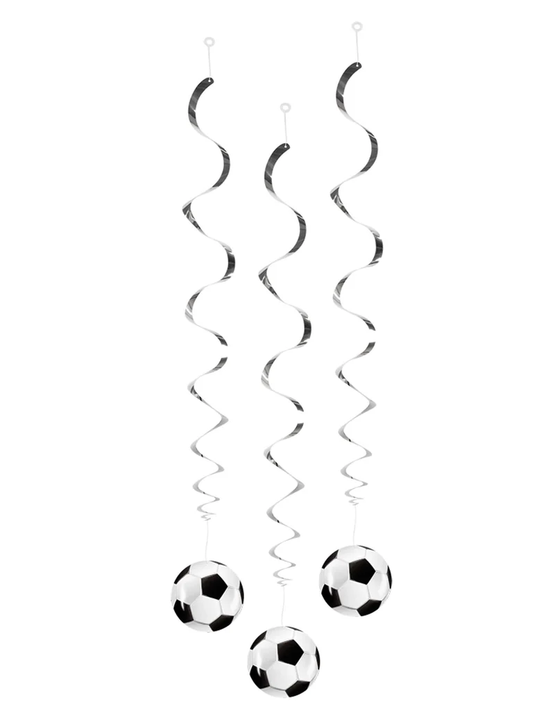 Fussball-Girlande Hängedekoration 3 Stück schwarz-weiss 85 cm