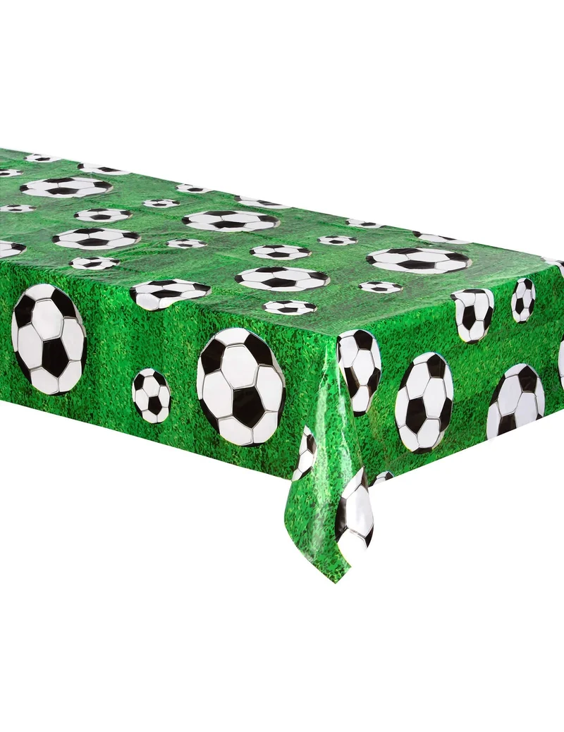 Fussball-Tischdecke aus Kunststoff grün-weiss 120 x 180 cm