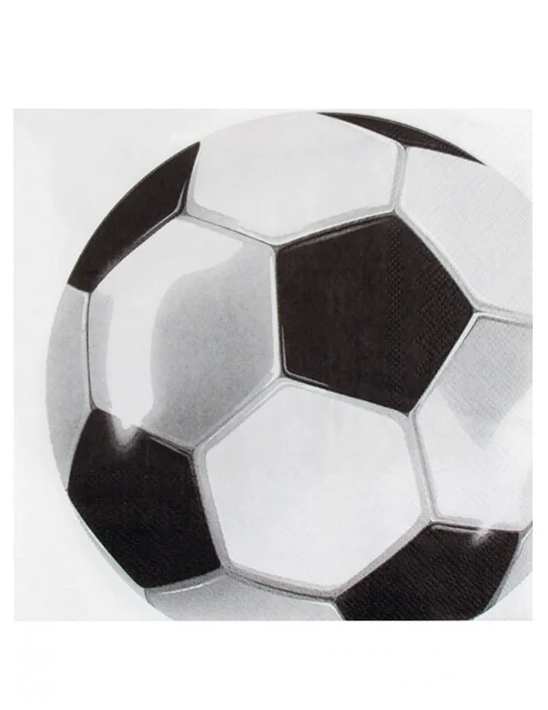 Fussball-Papierservietten 20 Stück schwarz-weiss 33 x 33 cm