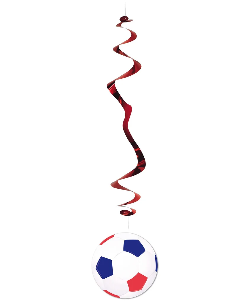 Fussball-Girlande Hängedeko Spirallen 6 Stück blau-weiss-rot 80cm