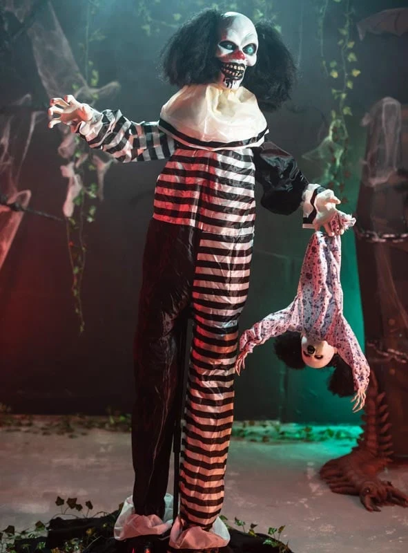 Animierter Clown mit Kind 170cm Deko mit Bewegungsmelder