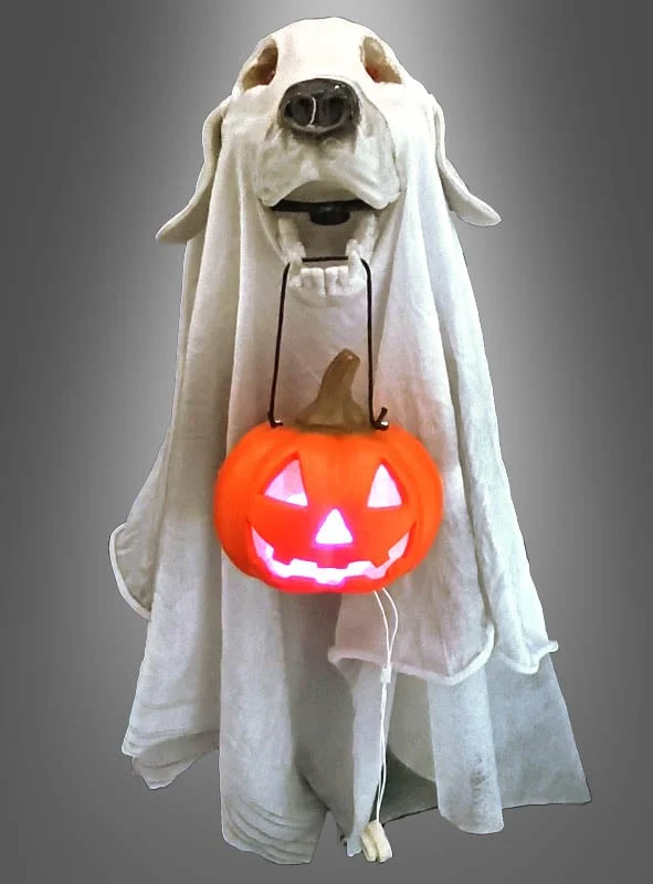 Geisterhund 55cm Skelett Deko mit LED
