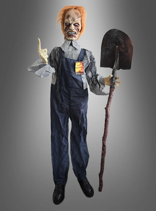 Zombie Totengräber mit Schaufel 160cm animiert