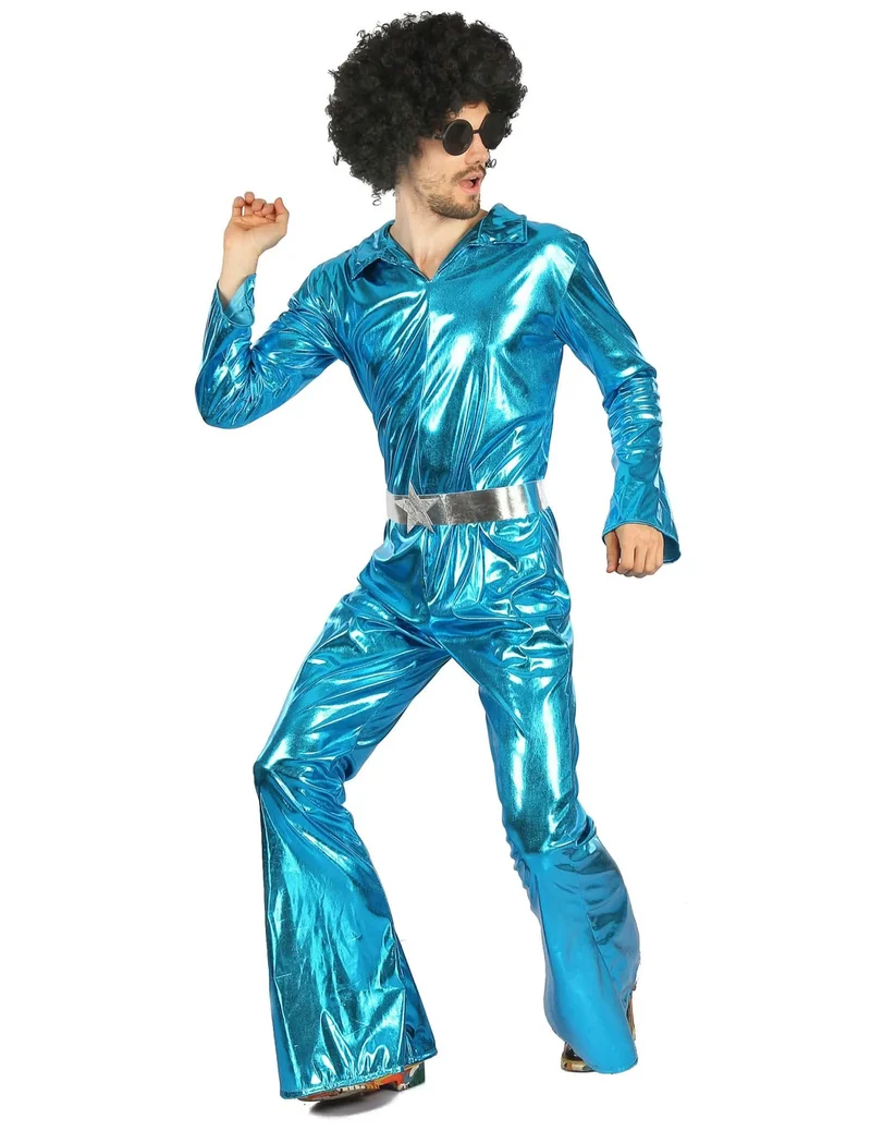 Disco-Herrenanzug 70er-Jahre blau-silber