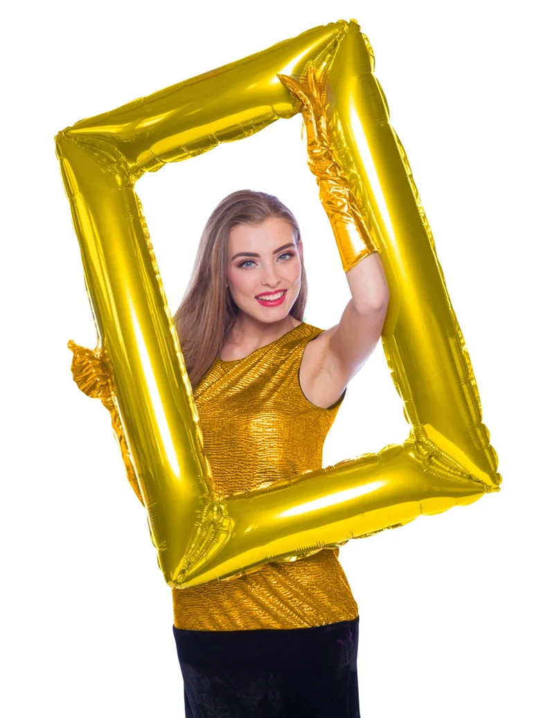Ballon-Bilderrahmen Partyzubehör für Festlichkeiten gold 85x60cm
