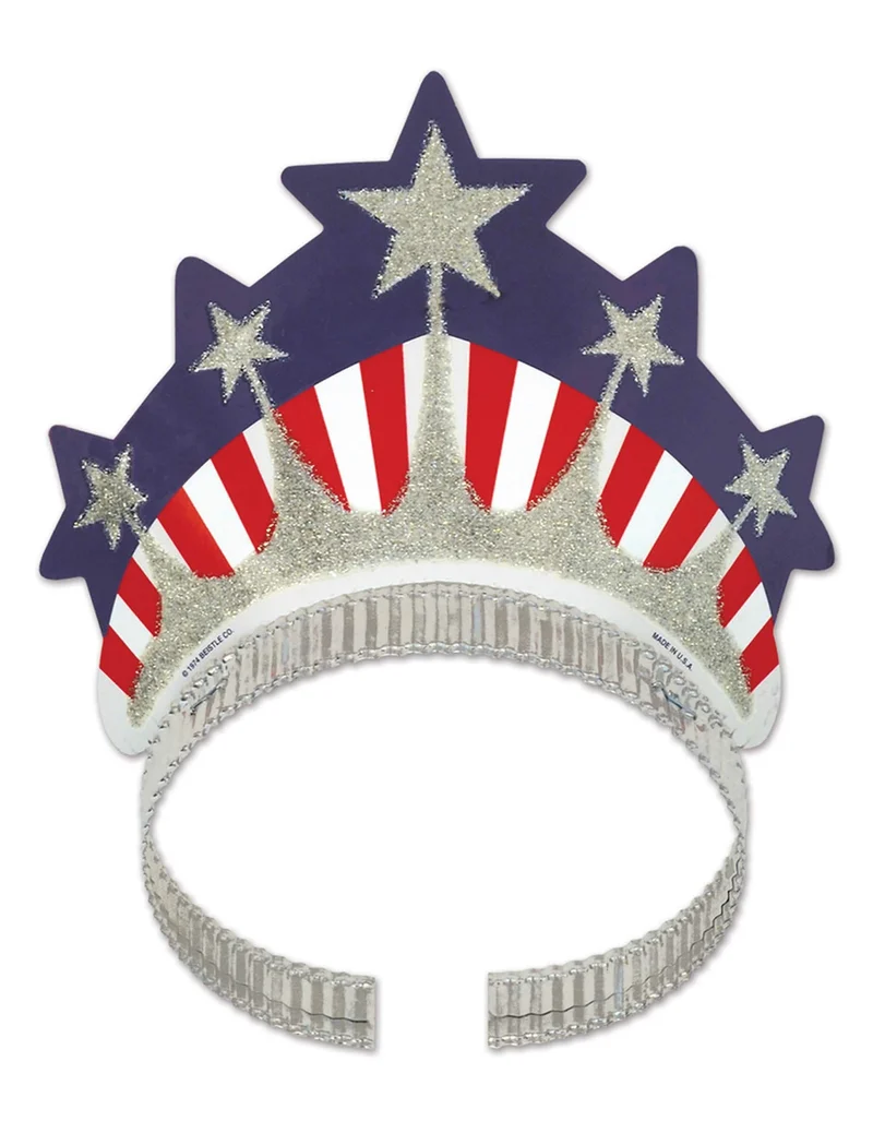 Miss Liberty Paillettenkrone Kostümzubehör silber-rot-blau