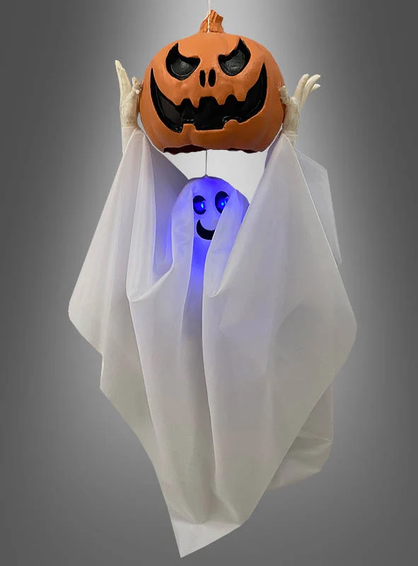 Animierter Halloween Geist 90cm mit Kürbiskopf