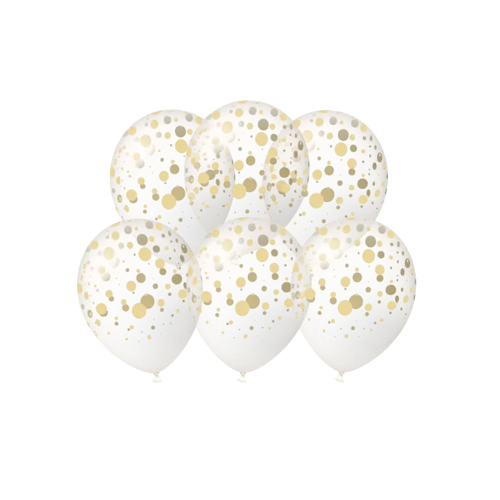 Goldene Ballons mit Punkten, 30 cm, 6 Stück