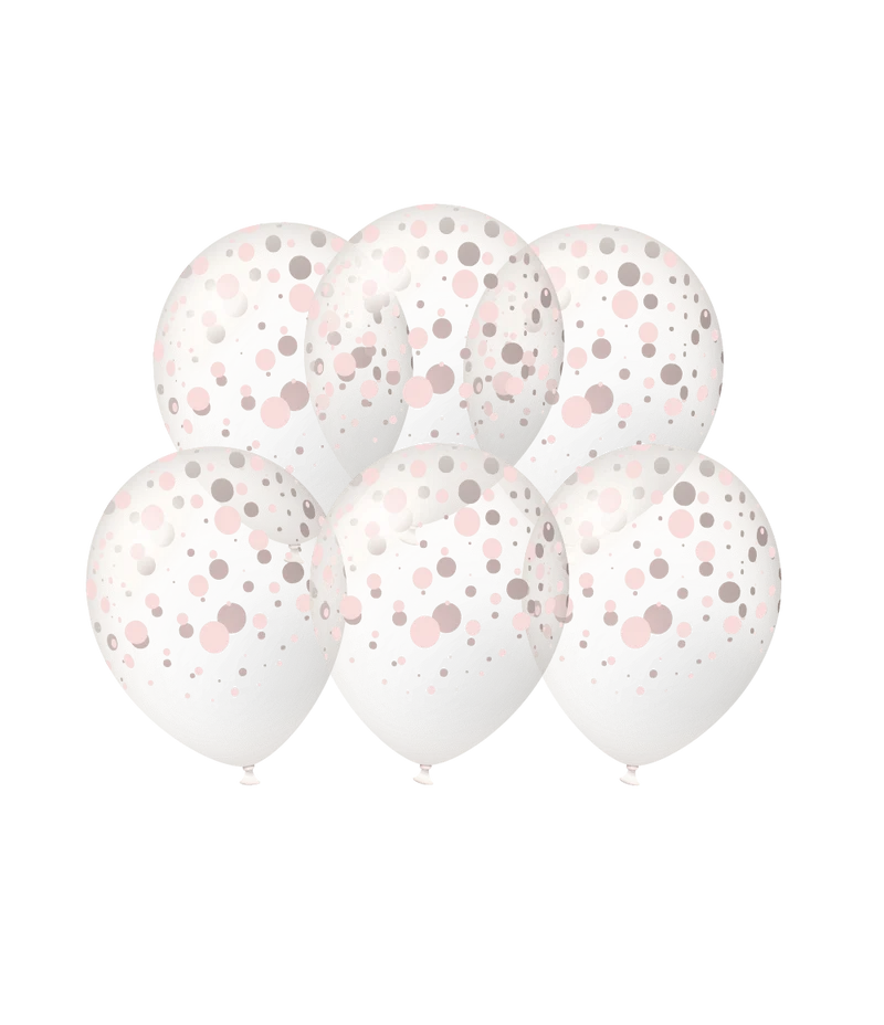 Roségoldene Luftballons mit Punkten, 30 cm, 6 Stück