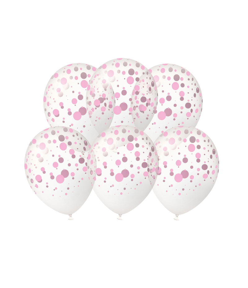 Hellrosa Luftballons mit Punkten, 30 cm, 6 Stück
