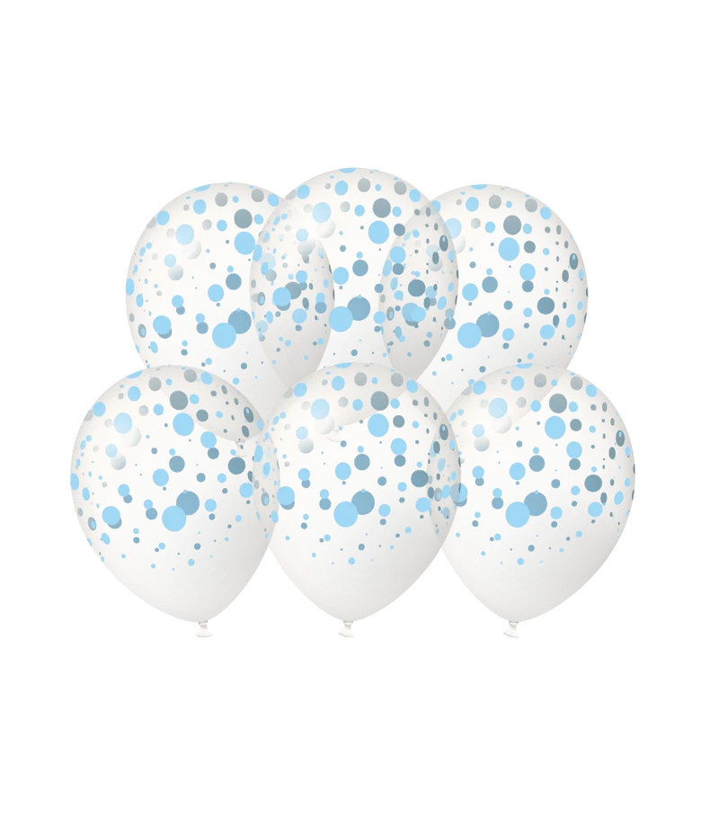 Blaue Luftballons mit Punkten, 30 cm, 6 Stück