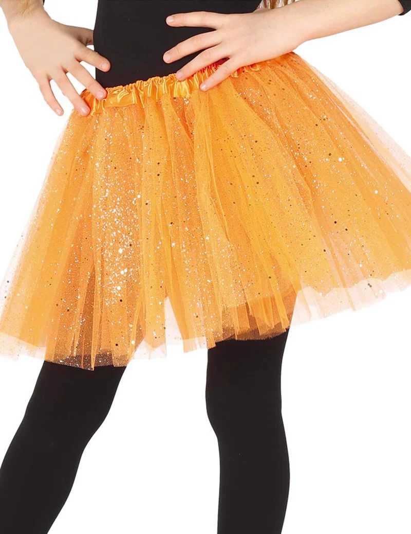 Pailletten-Tutu für Mädchen orange 34cm