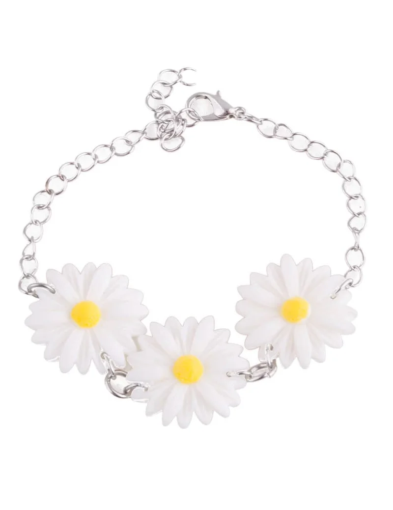 Margeriten-Armband Kostümaccessoire silber-gelb