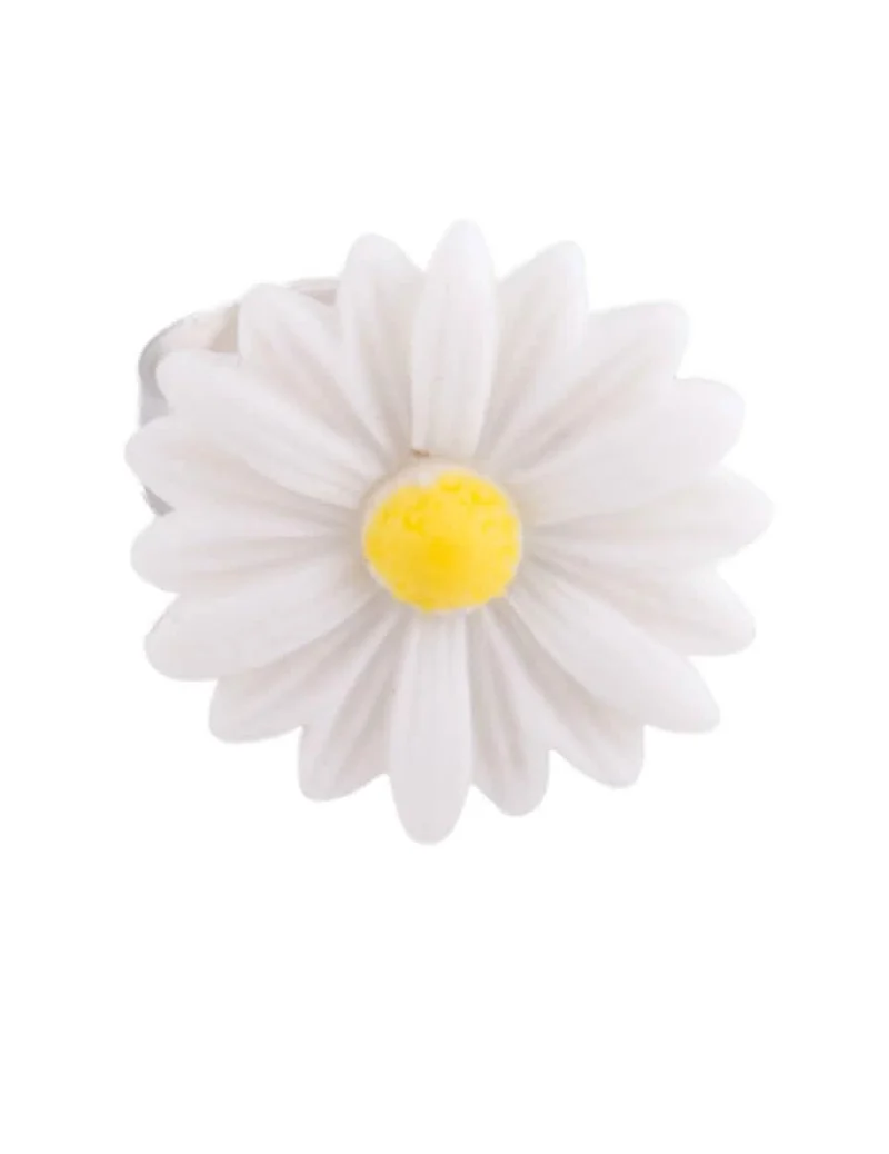 Ring mit Gänseblümchen Accessoire für Erwachsene silber-weiss