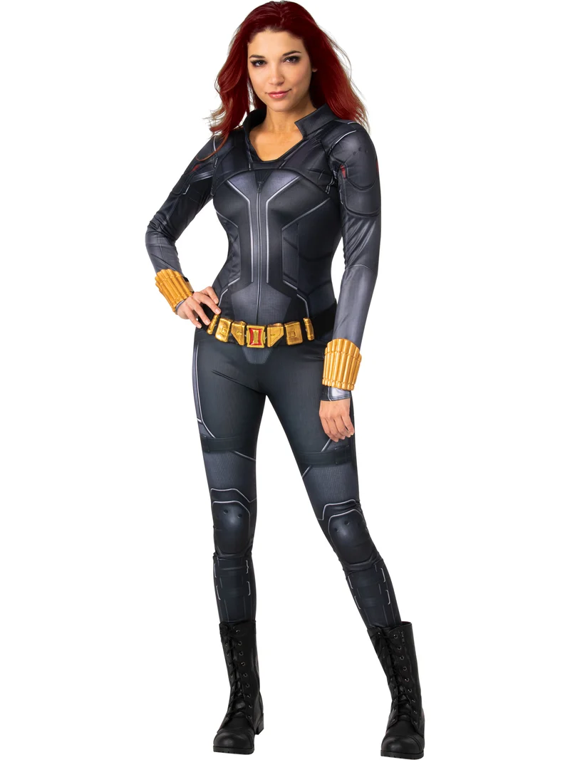 Black Widow Deluxe | Volwassenen Kostuum | Jumpsuit, Riem, Manchetten