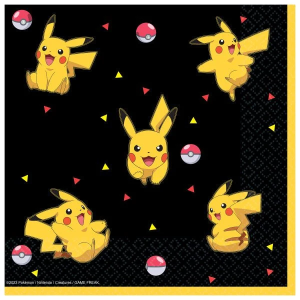 Pokemon Servietten Schwarz Gelb 33cm 16Stück