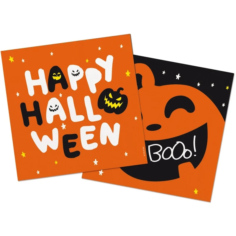 Halloween-Servietten, schwarz-orange, „Happy Halloween“, 33 cm, 20 Stück